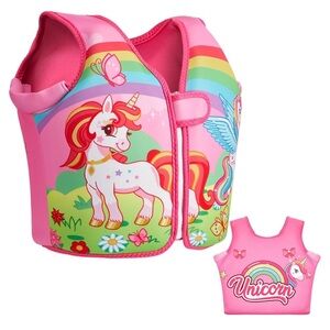 Kids Pink Unicorn Swim Vest SMALL